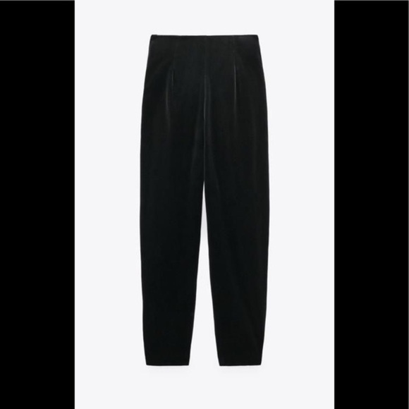 NWT - Zara Black Limited Edition High-rise Velvet Pants - M - Picture 3 of 4